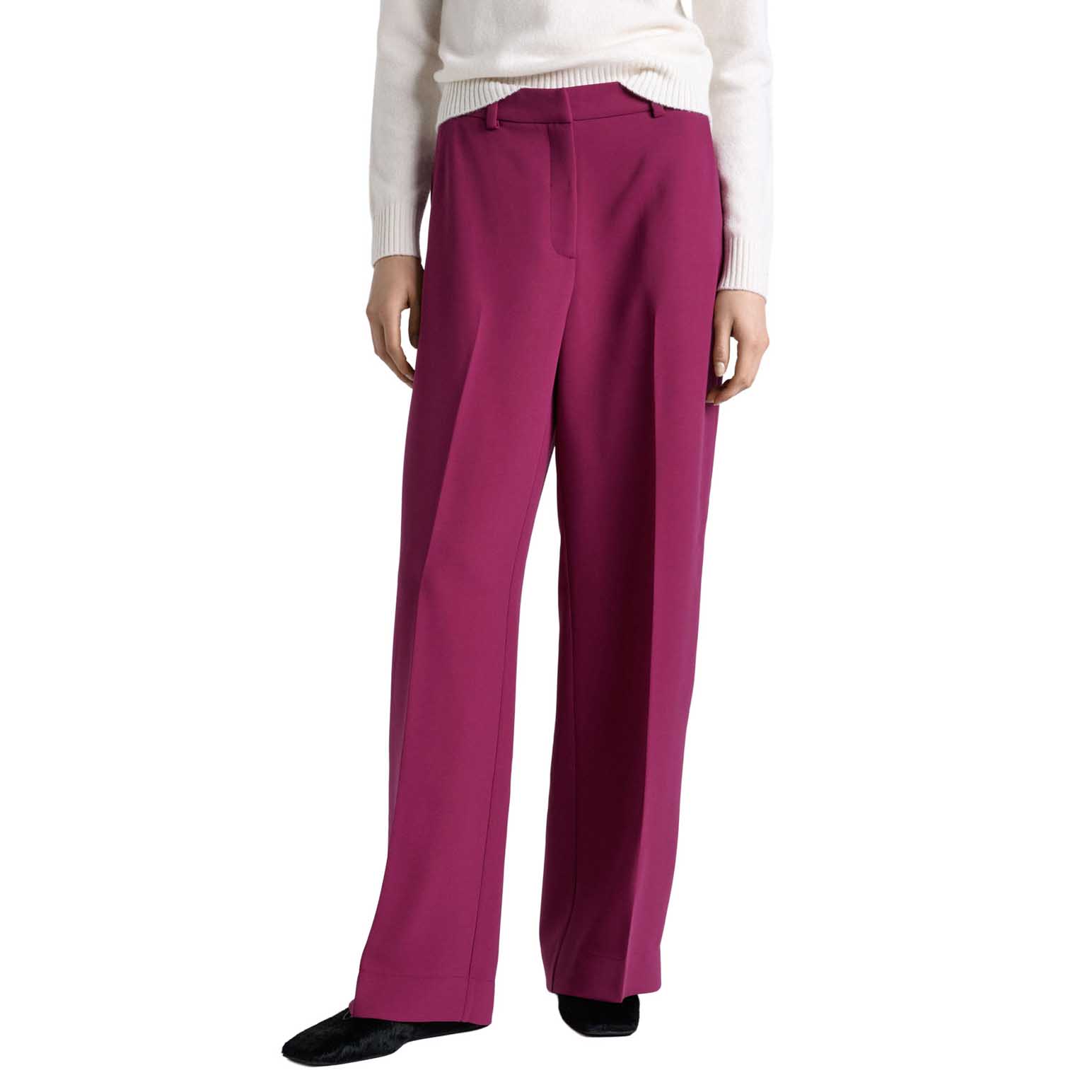 Cue Magenta Double Weave Straight Leg Pant